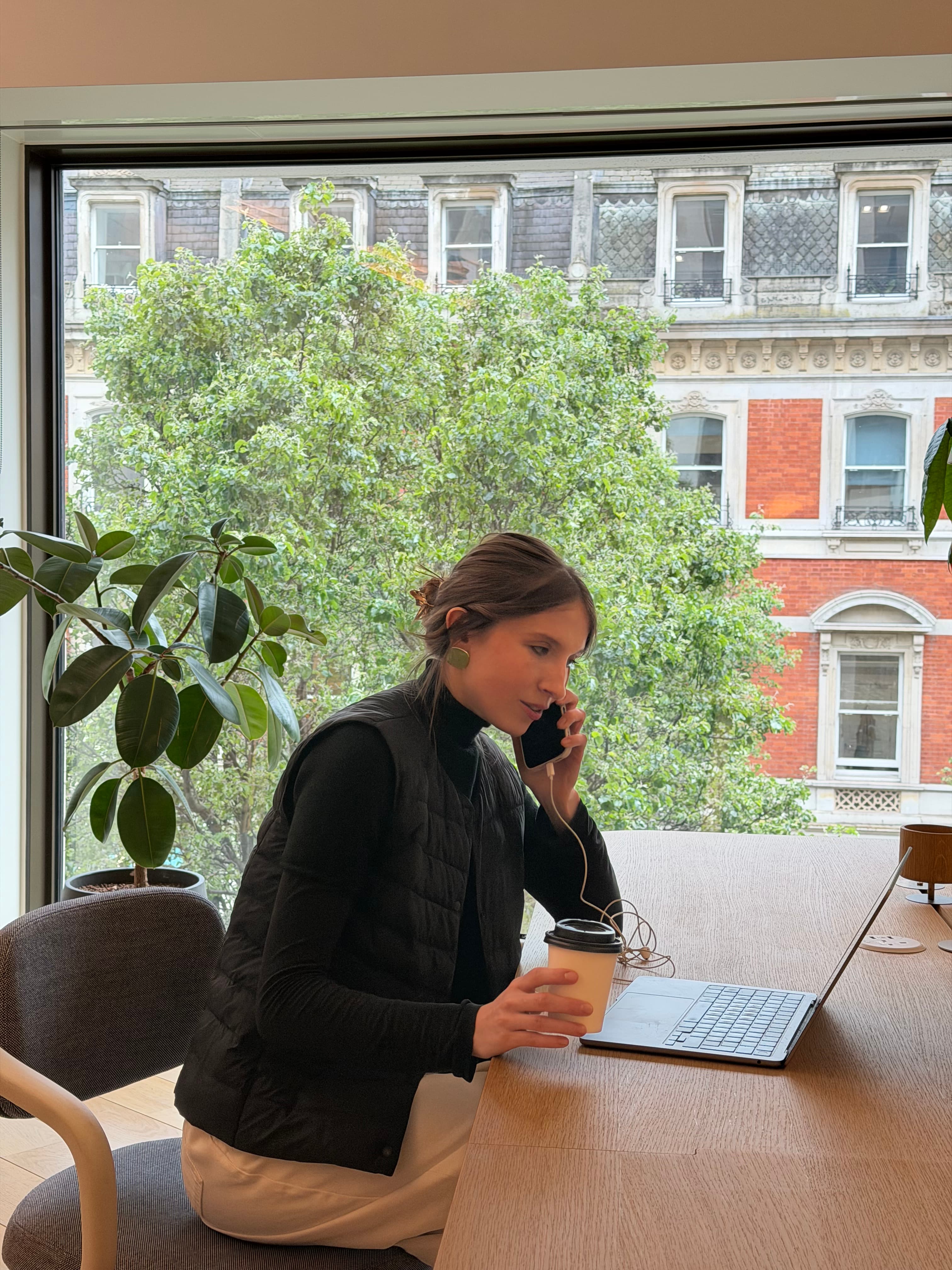 Angelina on a call